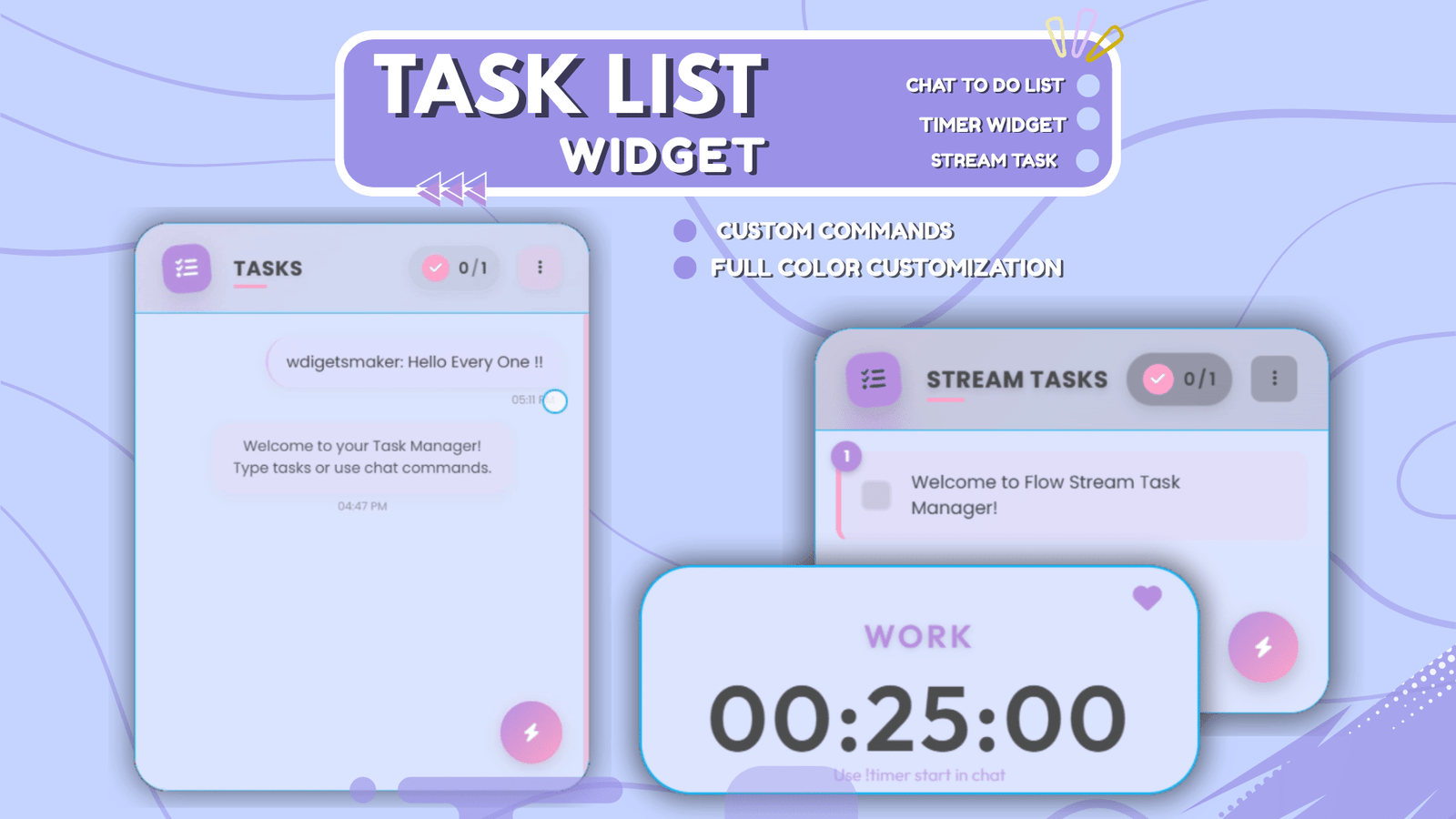 Task List Widget - Pomodoro timer widget