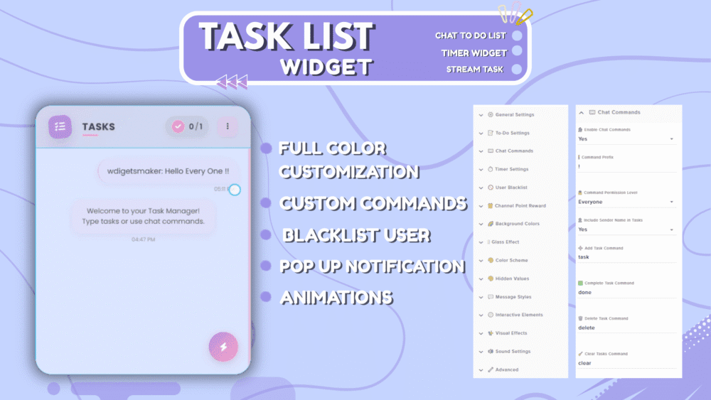 Task List Widget - Pomodoro timer widget