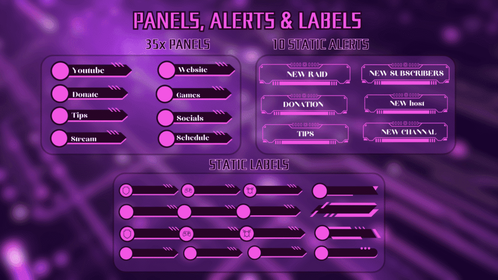 Gamer Stream Package (Purple )- GreatOverlays