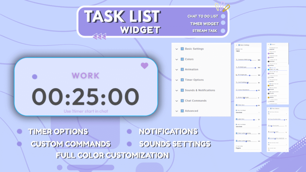 Task List Widget - Pomodoro timer widget