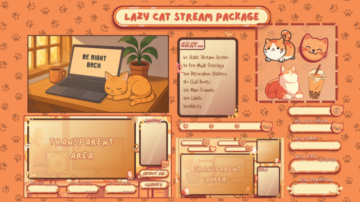 Orange Cat Overlay - Stream Overlay