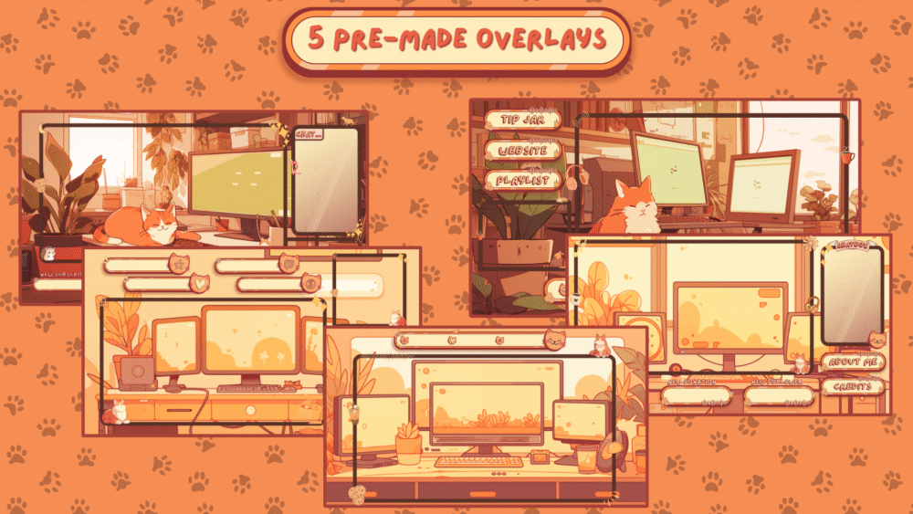 Orange Cat Overlay - Stream Overlay