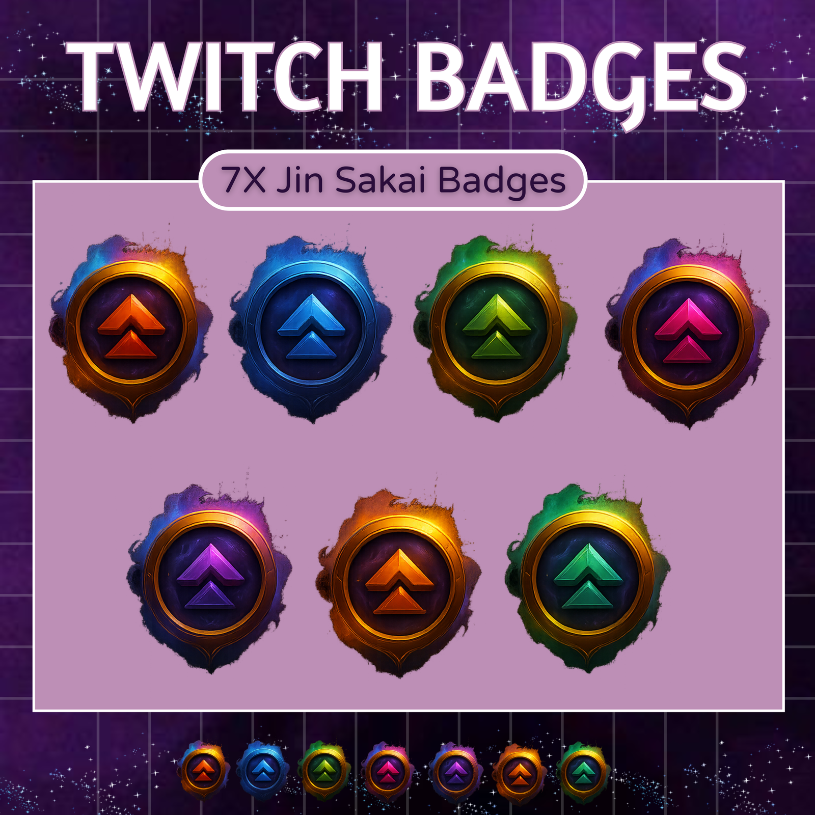 7x Jin sakai Twitch Badges for Streamers/Vtubers/Gamers