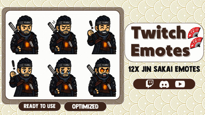 Ghost of Tsushima Anime Emotes for Twitch/YouTube Streamers