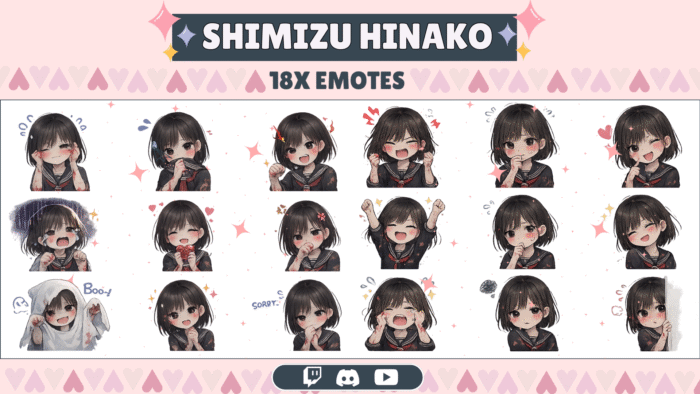 18x Shimizu hinako Twitch emotes for streamers/vtubers