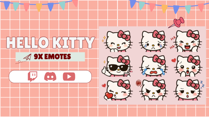 9x Hello Kitty Cute Emotes for Streaming