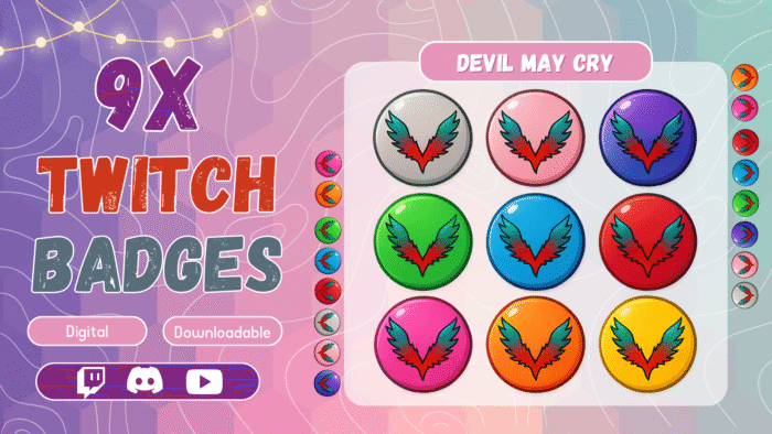 9x Devil MAY CRY Twitch Badges For Twitch Stream/Gamers