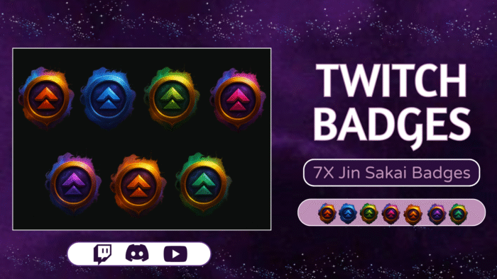 7x Jin sakai Twitch Badges for Streamers/Vtubers/Gamers