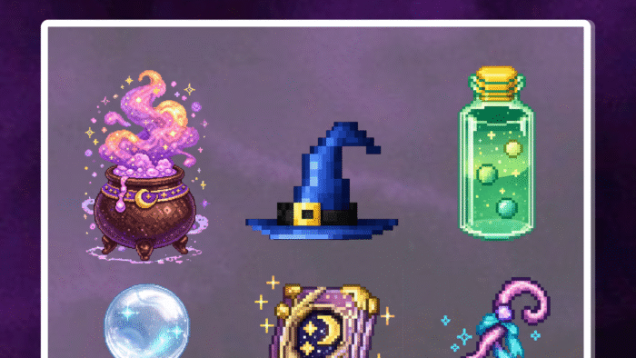 6x Pixelated witch decorations for Twitch/Discord/Youtube