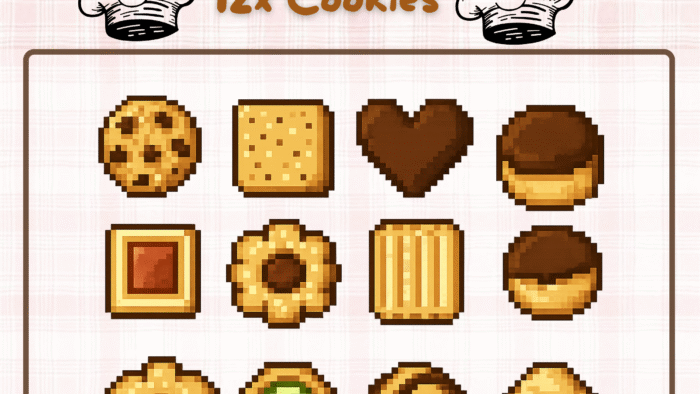 12x pixelated cookies Emotes/Badges (DIgital Download)