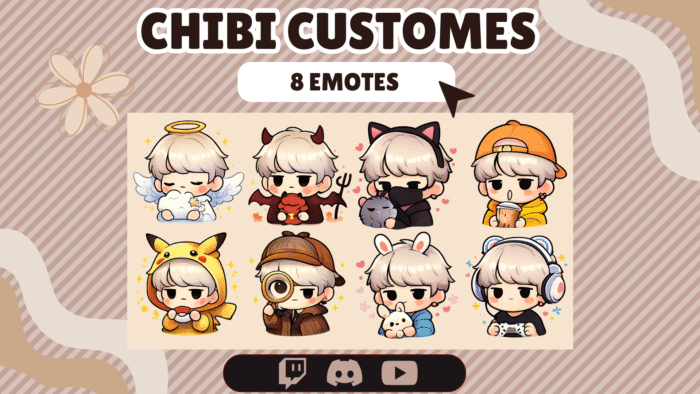 8x Chibi Cute Emotes for the Streamers and Vtubers