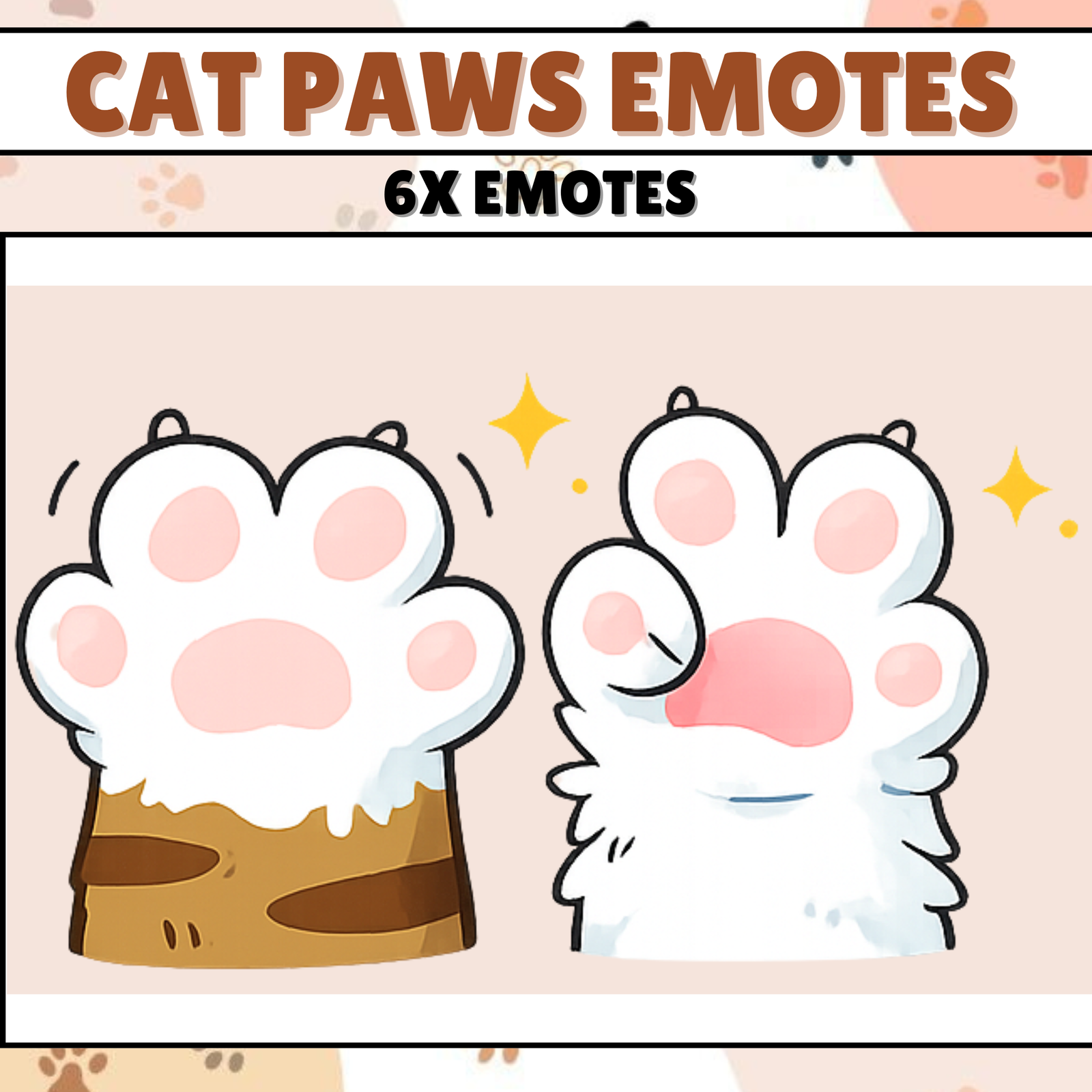 6x Cute Cat Paws Twitch Emotes (Digital Download ,PNG)