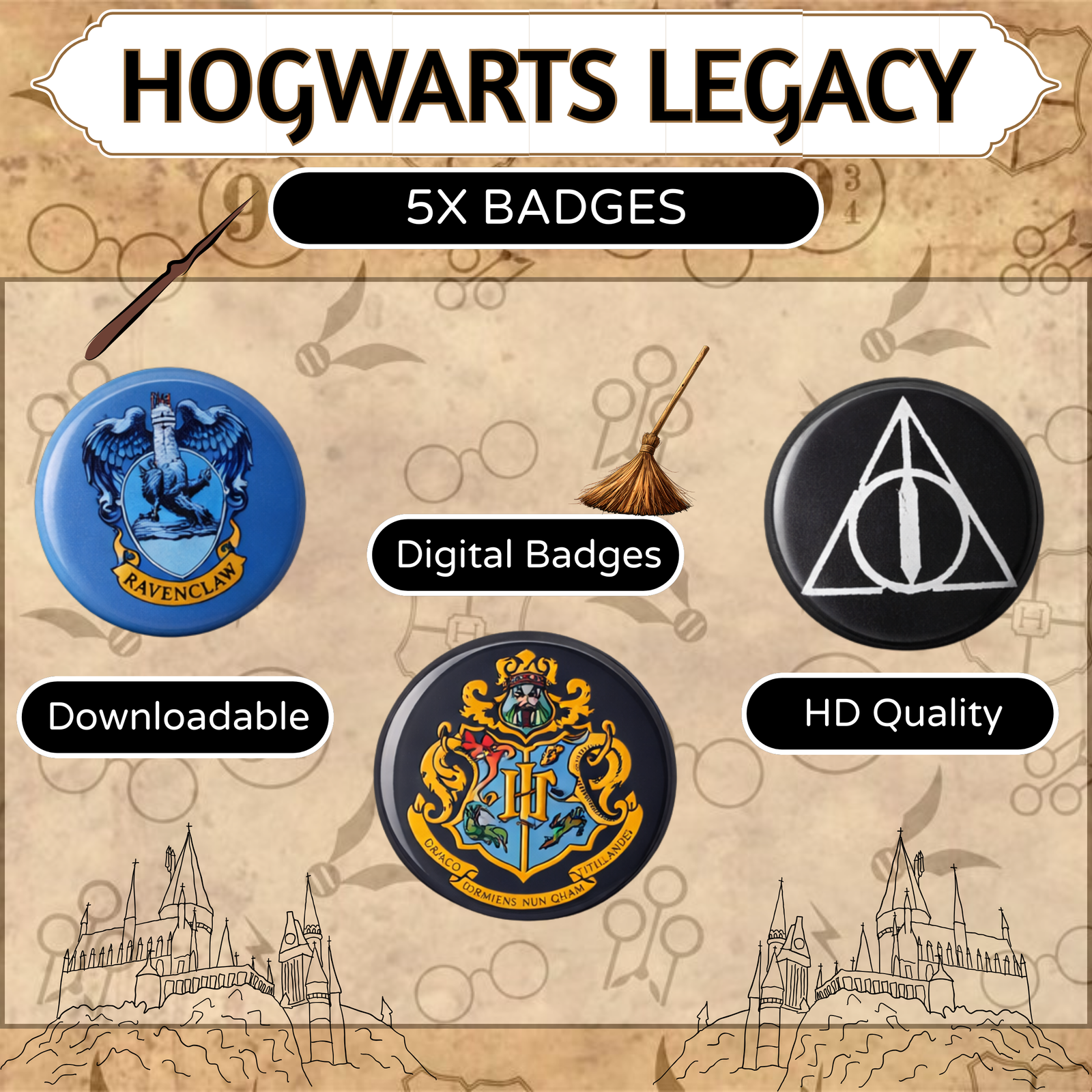 5x Hogwarts Legacy Twitch Badges