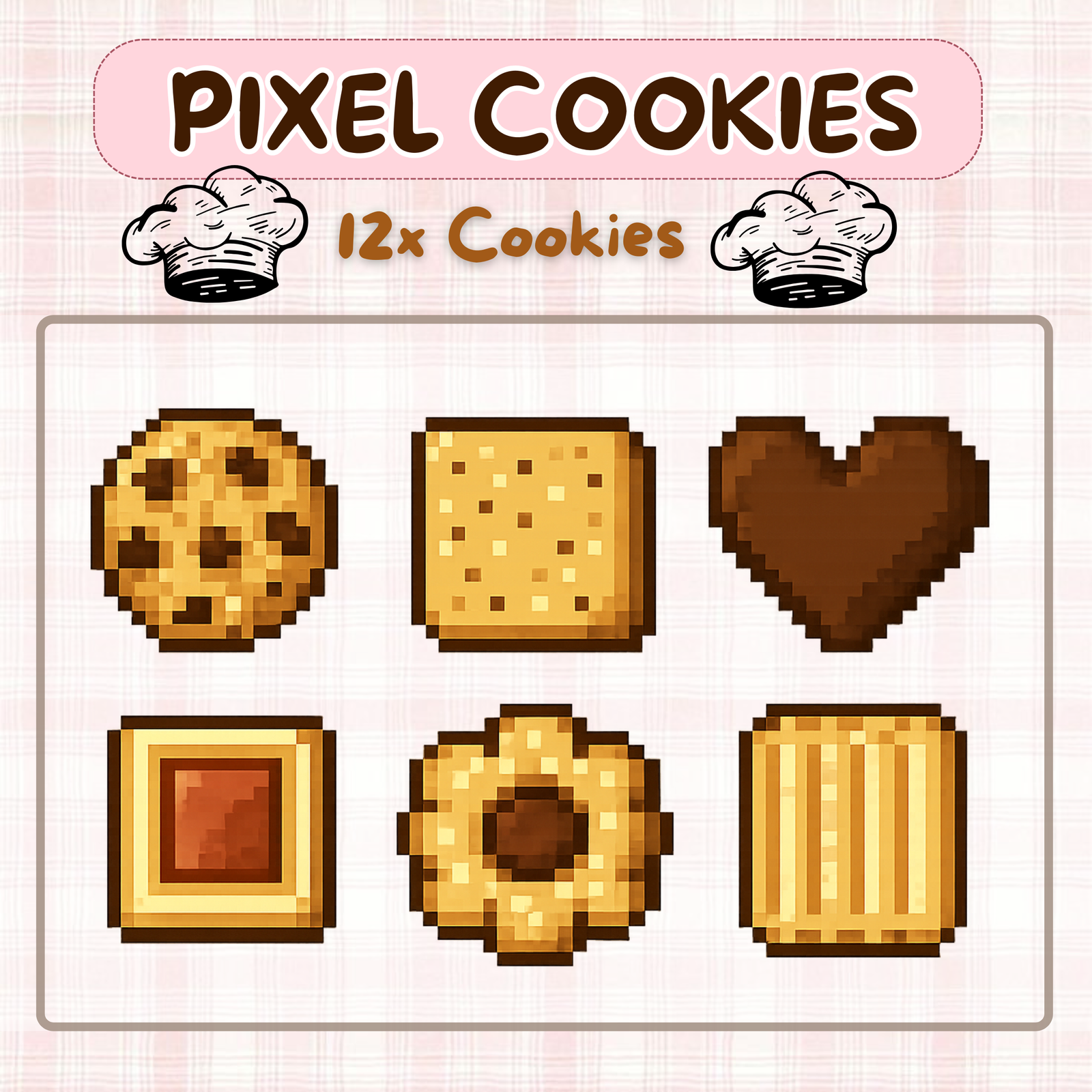 12x pixelated cookies Emotes/Badges (DIgital Download)