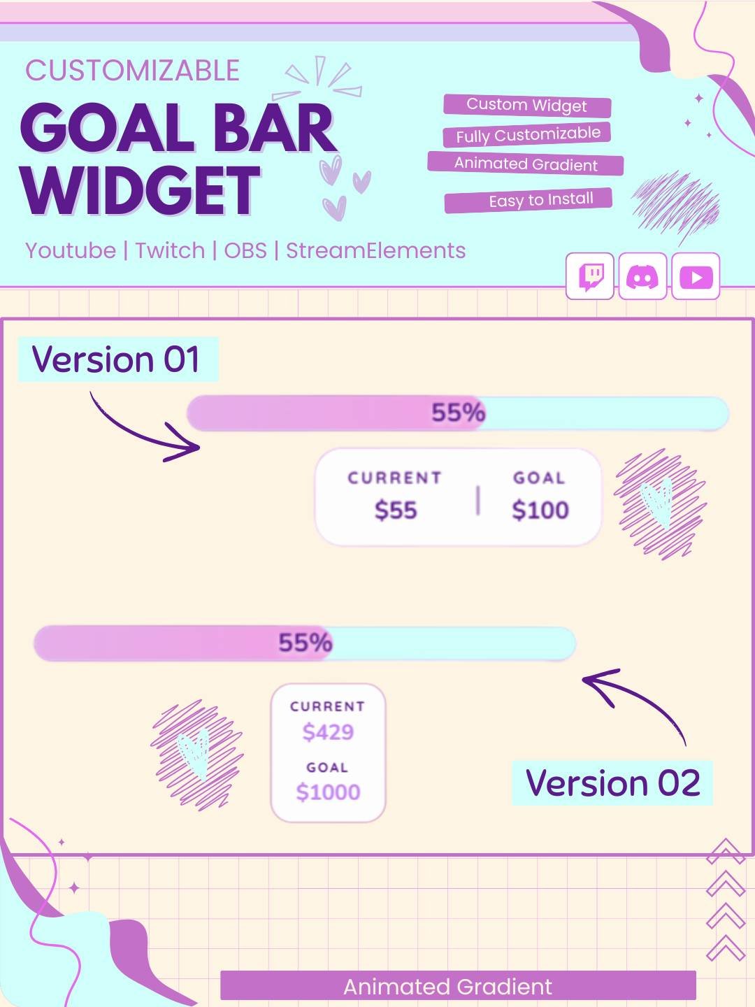 Twitch Goal Bar Widget Fully Customizable StreamElements