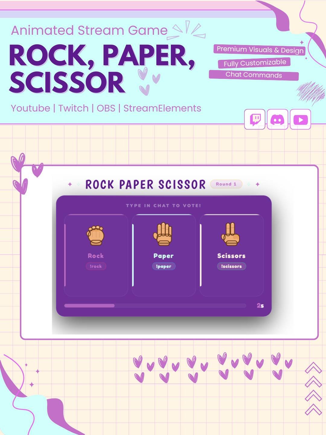 Animated Rock Paper Scissors Stream Widget