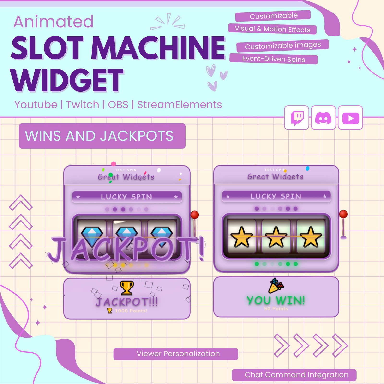 Animated Slot Machine Widget StreamElements Game