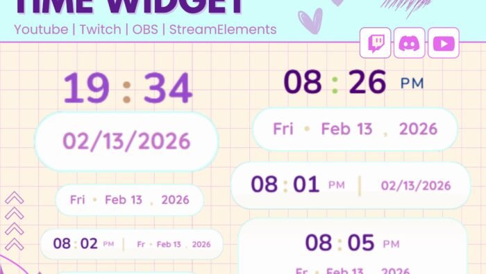 Date & Time Widget Compatible for OBS, Twitch, Kick, StreamLabs
